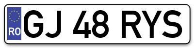 Placuta inmatriculare numar auto  GJ-48-RYS, GJ 48 RYS, GJ48RYS