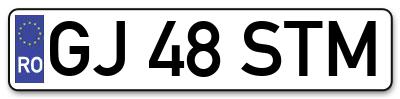 Placuta inmatriculare numar auto  GJ-48-STM, GJ 48 STM, GJ48STM