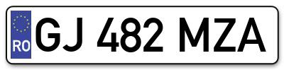 Placuta inmatriculare numar auto  GJ-482-MZA, GJ 482 MZA, GJ482MZA
