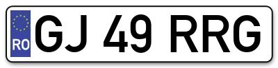 Placuta inmatriculare numar auto  GJ-49-RRG, GJ 49 RRG, GJ49RRG