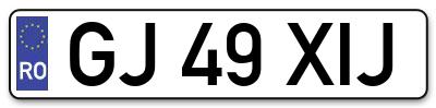 Placuta inmatriculare numar auto  GJ-49-XIJ, GJ 49 XIJ, GJ49XIJ