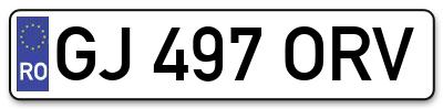Placuta inmatriculare numar auto  GJ-497-ORV, GJ 497 ORV, GJ497ORV