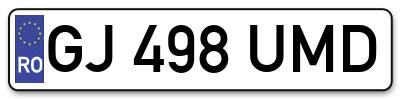 Placuta inmatriculare numar auto  GJ-498-UMD, GJ 498 UMD, GJ498UMD