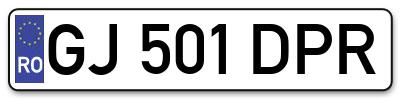 Placuta inmatriculare numar auto  GJ-501-DPR, GJ 501 DPR, GJ501DPR