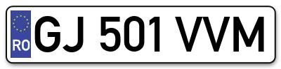 Placuta inmatriculare numar auto  GJ-501-VVM, GJ 501 VVM, GJ501VVM