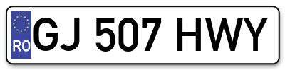 Placuta inmatriculare numar auto  GJ-507-HWY, GJ 507 HWY, GJ507HWY