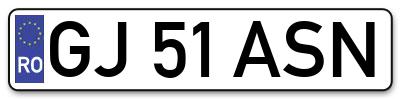 Placuta inmatriculare numar auto  GJ-51-ASN, GJ 51 ASN, GJ51ASN