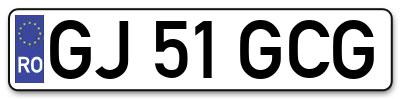 Placuta inmatriculare numar auto  GJ-51-GCG, GJ 51 GCG, GJ51GCG