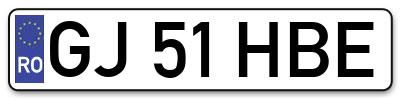 Placuta inmatriculare numar auto  GJ-51-HBE, GJ 51 HBE, GJ51HBE