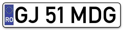 Placuta inmatriculare numar auto  GJ-51-MDG, GJ 51 MDG, GJ51MDG