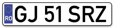 Placuta inmatriculare numar auto  GJ-51-SRZ, GJ 51 SRZ, GJ51SRZ
