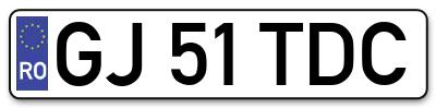 Placuta inmatriculare numar auto  GJ-51-TDC, GJ 51 TDC, GJ51TDC