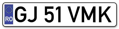 Placuta inmatriculare numar auto  GJ-51-VMK, GJ 51 VMK, GJ51VMK