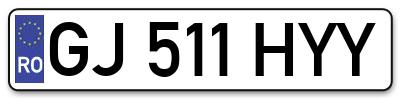 Placuta inmatriculare numar auto  GJ-511-HYY, GJ 511 HYY, GJ511HYY