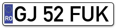 Placuta inmatriculare numar auto  GJ-52-FUK, GJ 52 FUK, GJ52FUK