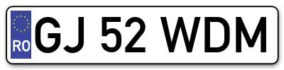 Placuta inmatriculare numar auto  GJ-52-WDM, GJ 52 WDM, GJ52WDM