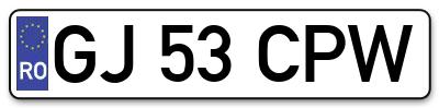 Placuta inmatriculare numar auto  GJ-53-CPW, GJ 53 CPW, GJ53CPW