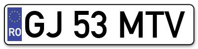 Placuta inmatriculare numar auto  GJ-53-MTV, GJ 53 MTV, GJ53MTV