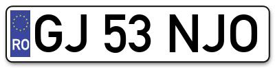 Placuta inmatriculare numar auto  GJ-53-NJO, GJ 53 NJO, GJ53NJO