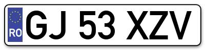 Placuta inmatriculare numar auto  GJ-53-XZV, GJ 53 XZV, GJ53XZV