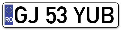 Placuta inmatriculare numar auto  GJ-53-YUB, GJ 53 YUB, GJ53YUB