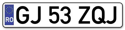 Placuta inmatriculare numar auto  GJ-53-ZQJ, GJ 53 ZQJ, GJ53ZQJ