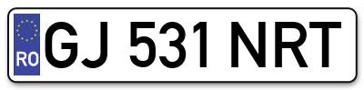 Placuta inmatriculare numar auto  GJ-531-NRT, GJ 531 NRT, GJ531NRT
