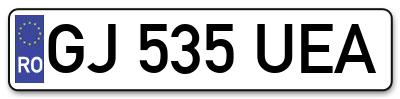 Placuta inmatriculare numar auto  GJ-535-UEA, GJ 535 UEA, GJ535UEA