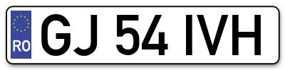 Placuta inmatriculare numar auto  GJ-54-IVH, GJ 54 IVH, GJ54IVH