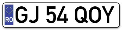 Placuta inmatriculare numar auto  GJ-54-QOY, GJ 54 QOY, GJ54QOY