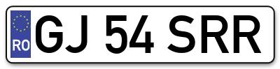 Placuta inmatriculare numar auto  GJ-54-SRR, GJ 54 SRR, GJ54SRR