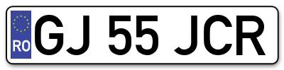 Placuta inmatriculare numar auto  GJ-55-JCR, GJ 55 JCR, GJ55JCR
