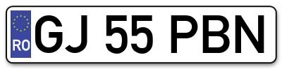 Placuta inmatriculare numar auto  GJ-55-PBN, GJ 55 PBN, GJ55PBN