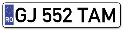 Placuta inmatriculare numar auto  GJ-552-TAM, GJ 552 TAM, GJ552TAM