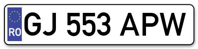Placuta inmatriculare numar auto  GJ-553-APW, GJ 553 APW, GJ553APW