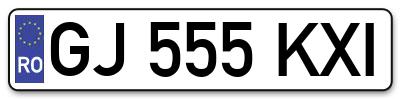 Placuta inmatriculare numar auto  GJ-555-KXI, GJ 555 KXI, GJ555KXI
