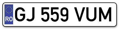 Placuta inmatriculare numar auto  GJ-559-VUM, GJ 559 VUM, GJ559VUM