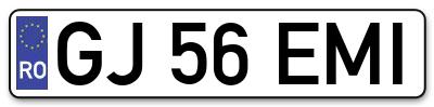 Placuta inmatriculare numar auto  GJ-56-EMI, GJ 56 EMI, GJ56EMI