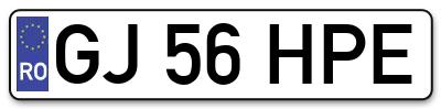 Placuta inmatriculare numar auto  GJ-56-HPE, GJ 56 HPE, GJ56HPE