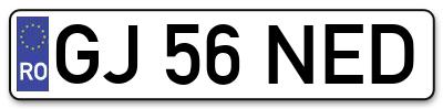 Placuta inmatriculare numar auto  GJ-56-NED, GJ 56 NED, GJ56NED