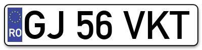 Placuta inmatriculare numar auto  GJ-56-VKT, GJ 56 VKT, GJ56VKT