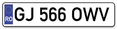 Placuta inmatriculare numar auto  GJ-566-OWV, GJ 566 OWV, GJ566OWV
