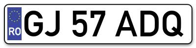 Placuta inmatriculare numar auto  GJ-57-ADQ, GJ 57 ADQ, GJ57ADQ