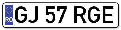 Placuta inmatriculare numar auto  GJ-57-RGE, GJ 57 RGE, GJ57RGE