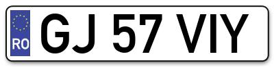 Placuta inmatriculare numar auto  GJ-57-VIY, GJ 57 VIY, GJ57VIY