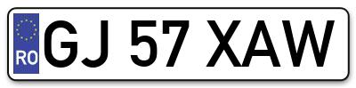 Placuta inmatriculare numar auto  GJ-57-XAW, GJ 57 XAW, GJ57XAW