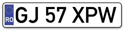 Placuta inmatriculare numar auto  GJ-57-XPW, GJ 57 XPW, GJ57XPW