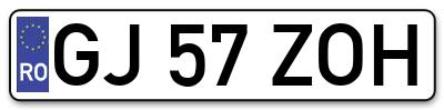 Placuta inmatriculare numar auto  GJ-57-ZOH, GJ 57 ZOH, GJ57ZOH