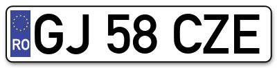 Placuta inmatriculare numar auto  GJ-58-CZE, GJ 58 CZE, GJ58CZE