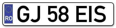 Placuta inmatriculare numar auto  GJ-58-EIS, GJ 58 EIS, GJ58EIS